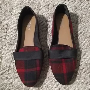 Red & Black plaid flats